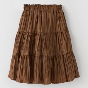 Zara Tiered Midi Skirt in Warm Brown